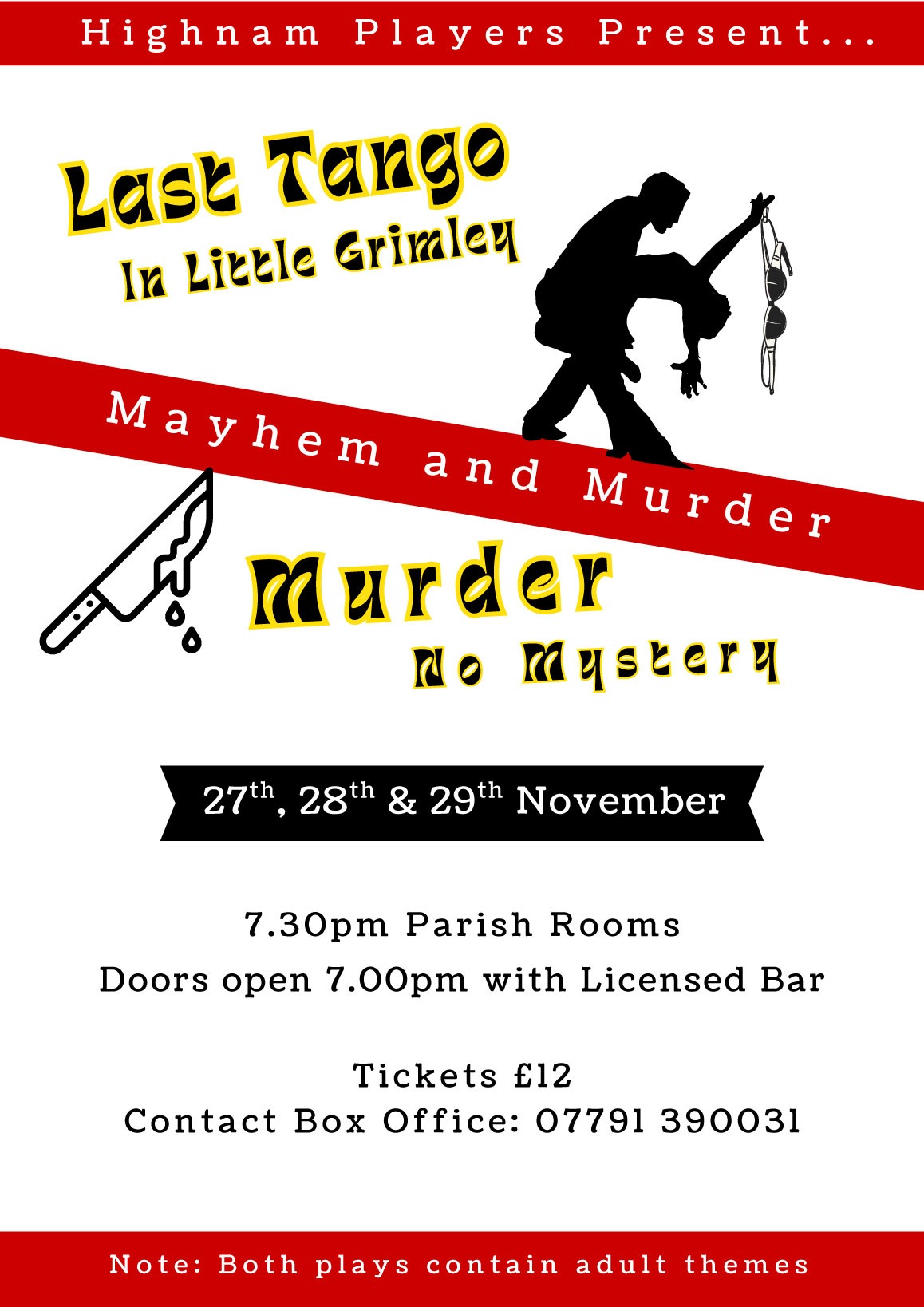Poster November 2025 production for Highnam Players Last Tango in Little Grimley